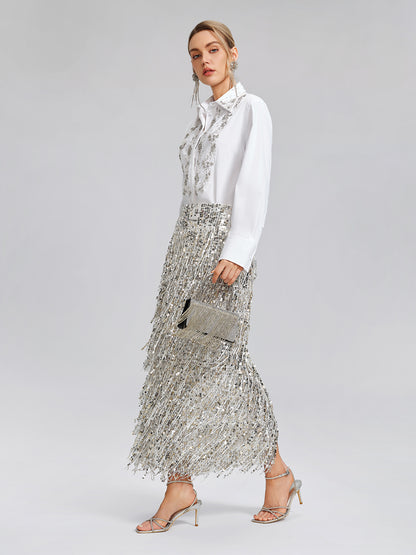Hand Beaded Embellished White Shirt