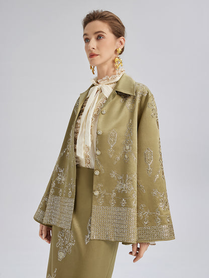 Lustrous Embroidered Floral Jacket