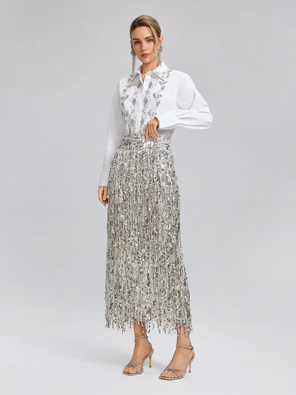 Hand Beaded Embellished White Shirt