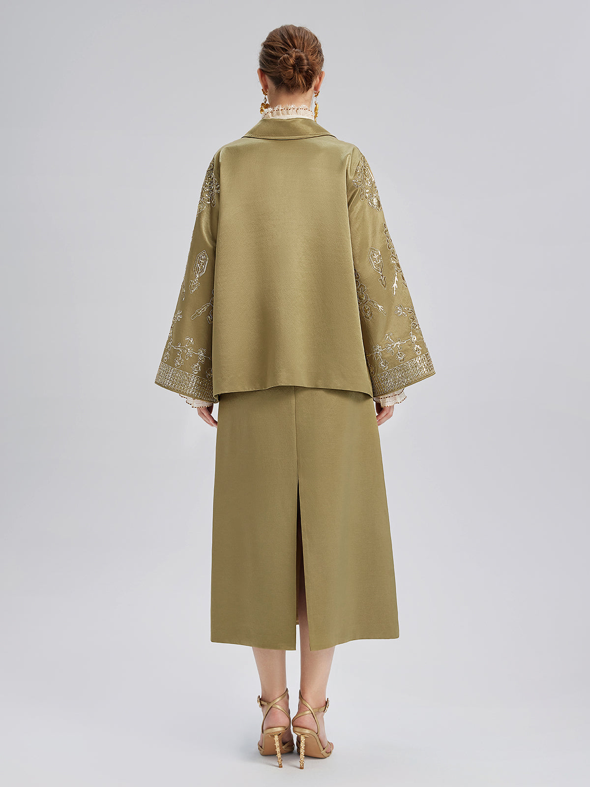 Lustrous Embroidered Floral Jacket