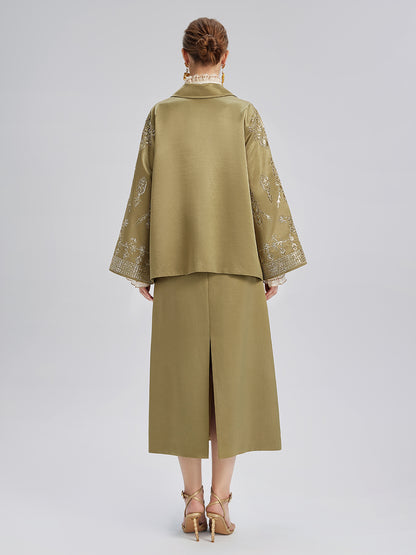 Lustrous Embroidered Floral Jacket