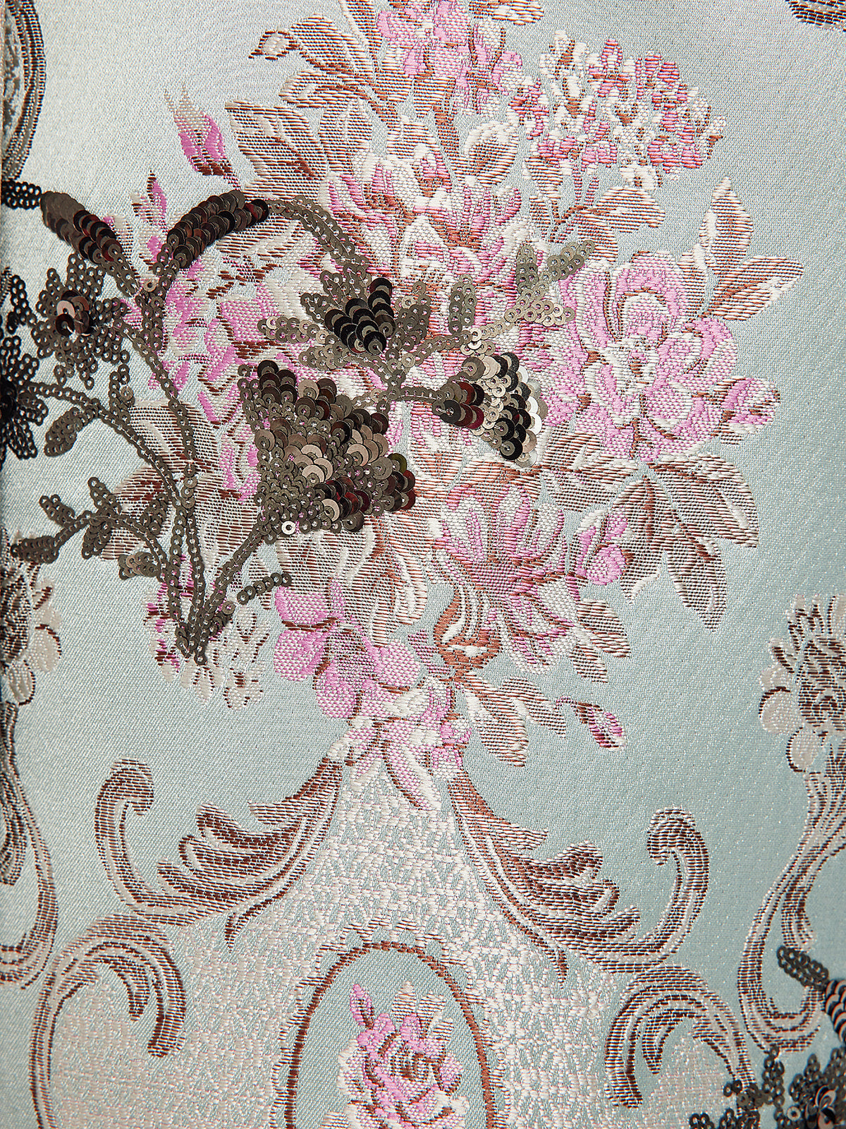 Hand-Beaded Sequined Floral Jacquard Jacket