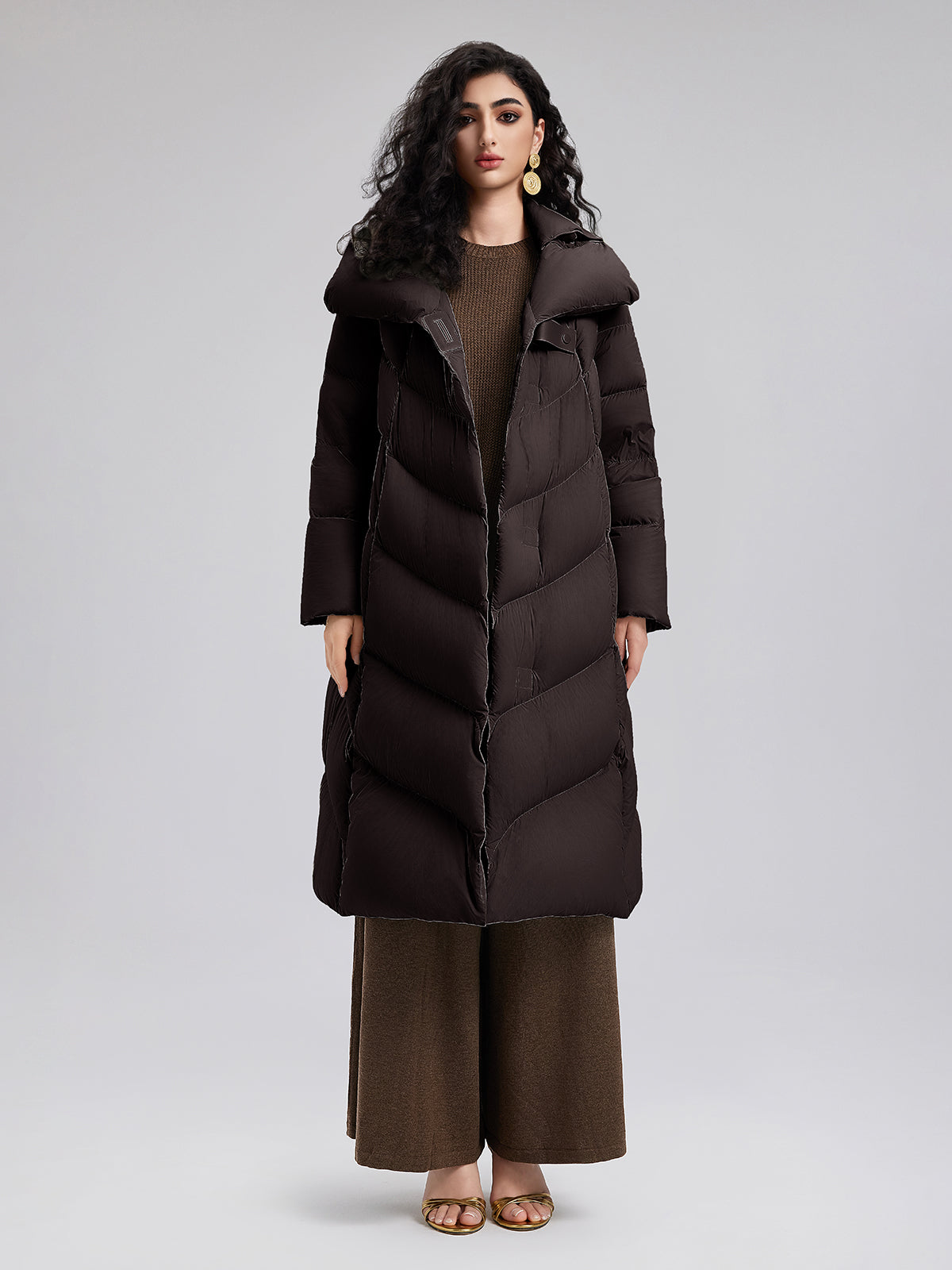 Quilted Design Goose Down Coat