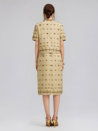 Hand-Beaded Fringe Cropped Jacket