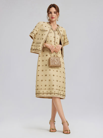 Hand-Beaded Fringe Cropped Jacket