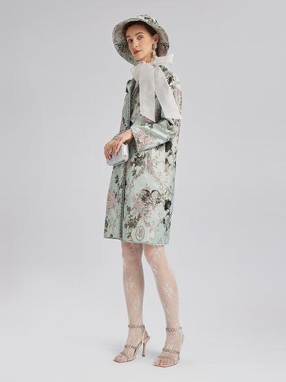 Hand-Beaded Sequin Floral Jacquard Hat