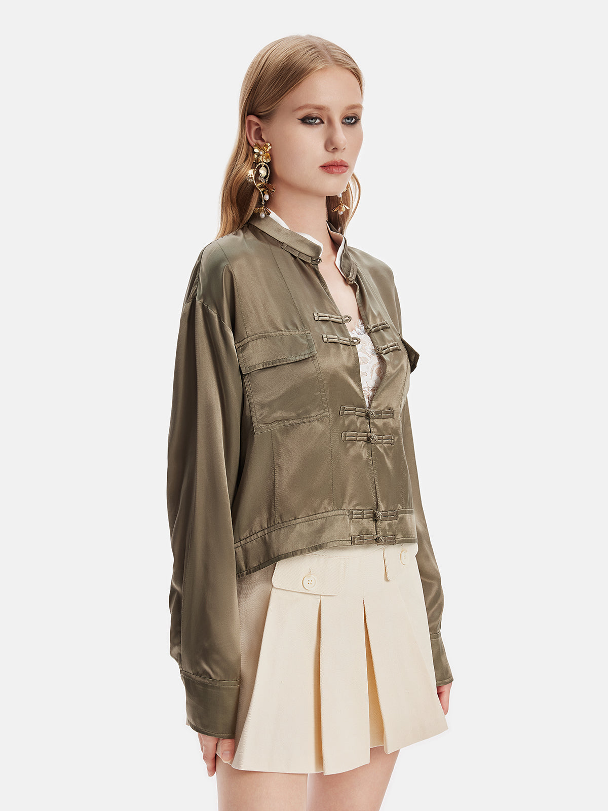 Silk-Cotton Lightweight Knot Button Jacket