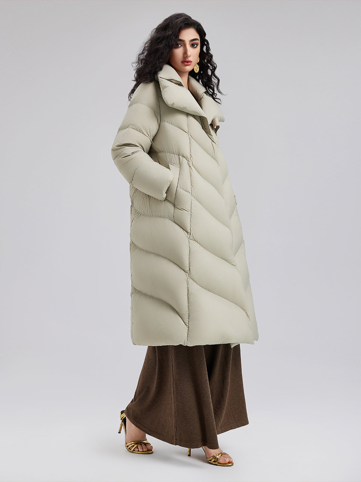 Quilted Design Goose Down Coat