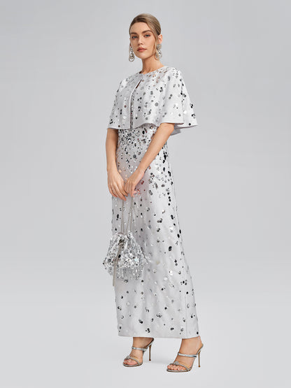 Gradient Sequin Dress & Shawl Set