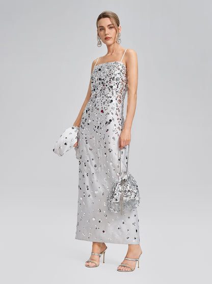 Gradient Sequin Dress & Shawl Set