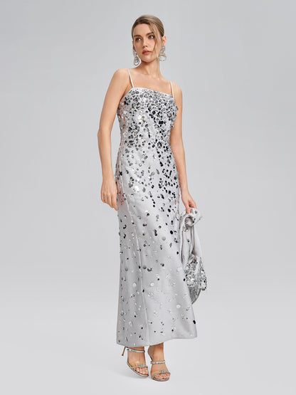 Gradient Sequin Dress & Shawl Set