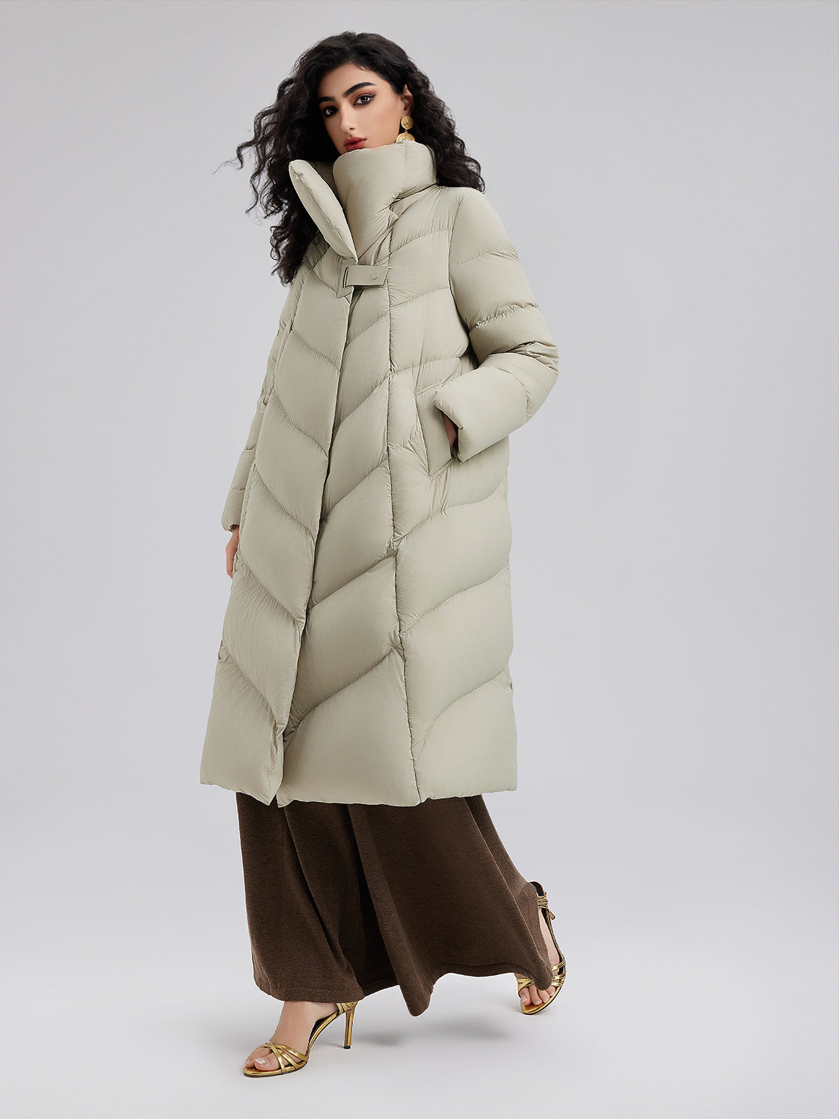 Quilted Design Goose Down Coat