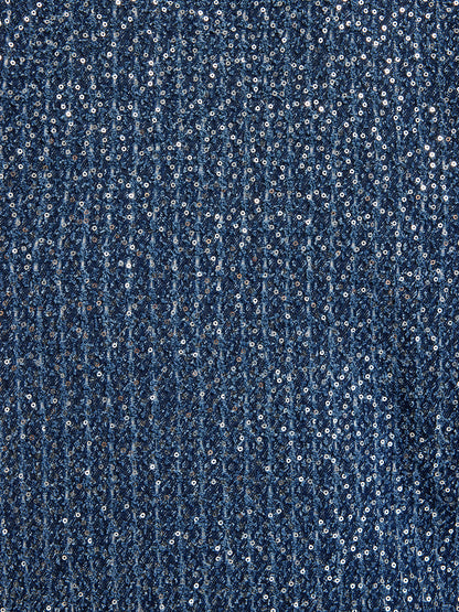 Sequined Denim-Look Tweed Hand-Beaded Pants