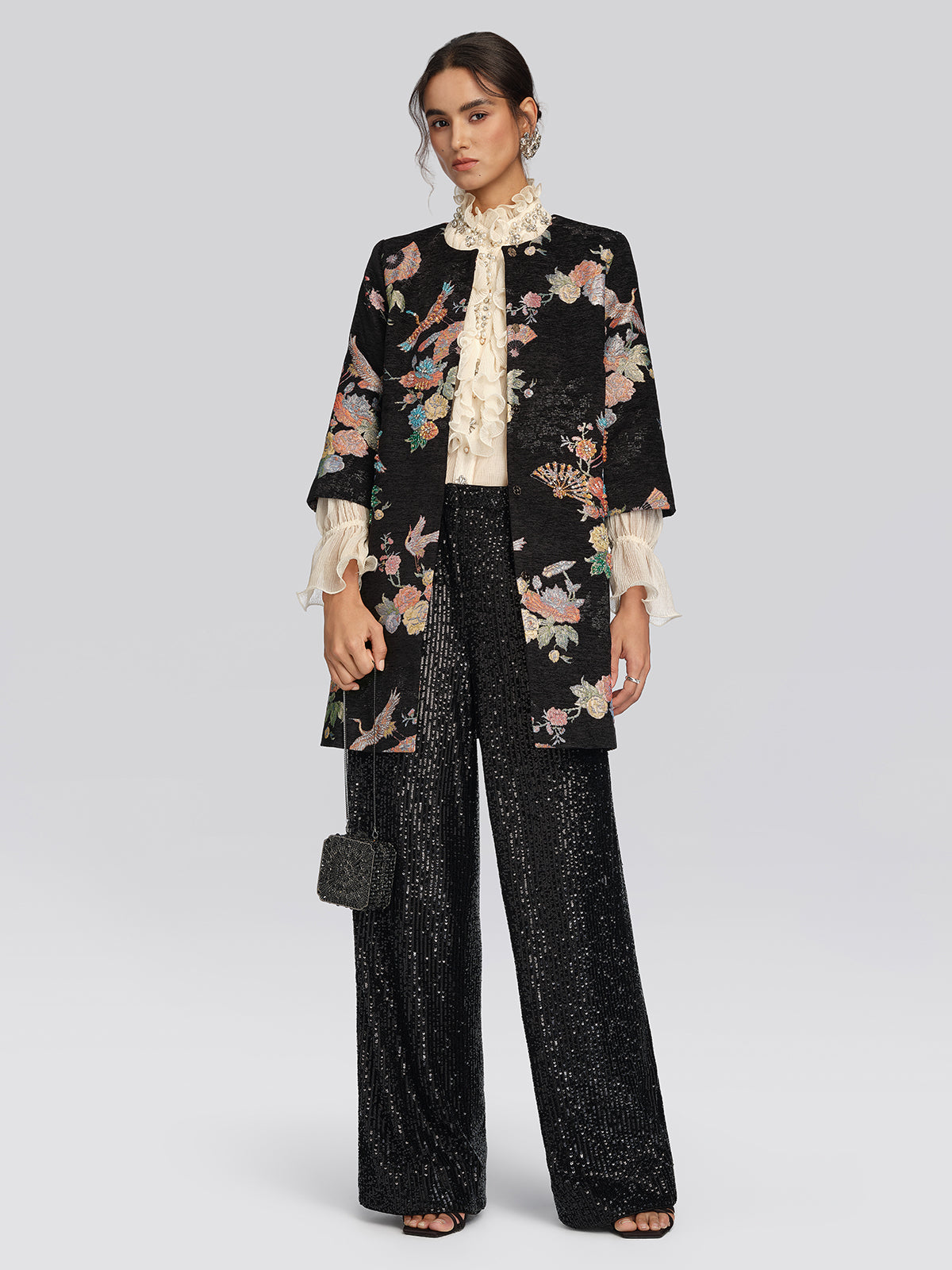 Jacquard Animal Print Beaded Jacket