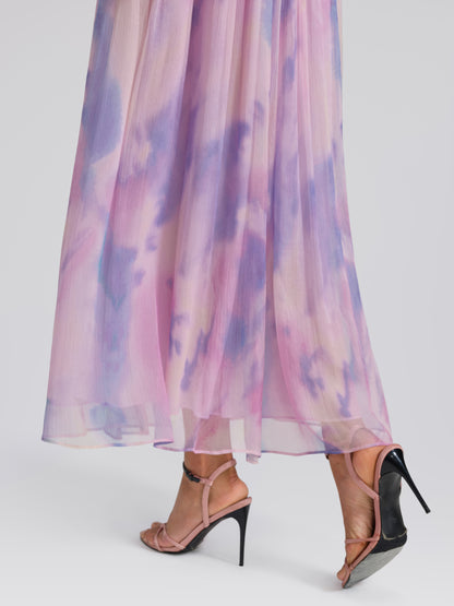Silk Batwing Sleeve Waist-Defined Top & Skirt Set
