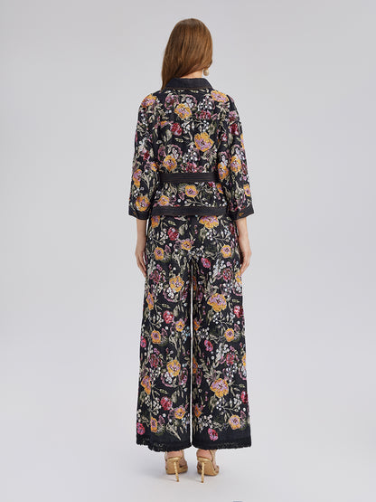 Sequin-Embroidered Floral Denim Jacket