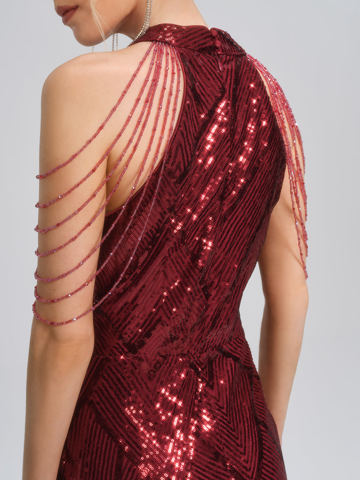 All-Over Sequin Fitted Maxi Gown