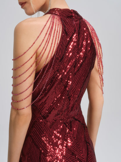 All-Over Sequin Fitted Maxi Gown