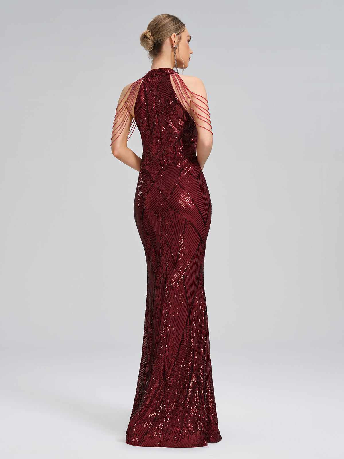 All-Over Sequin Fitted Maxi Gown