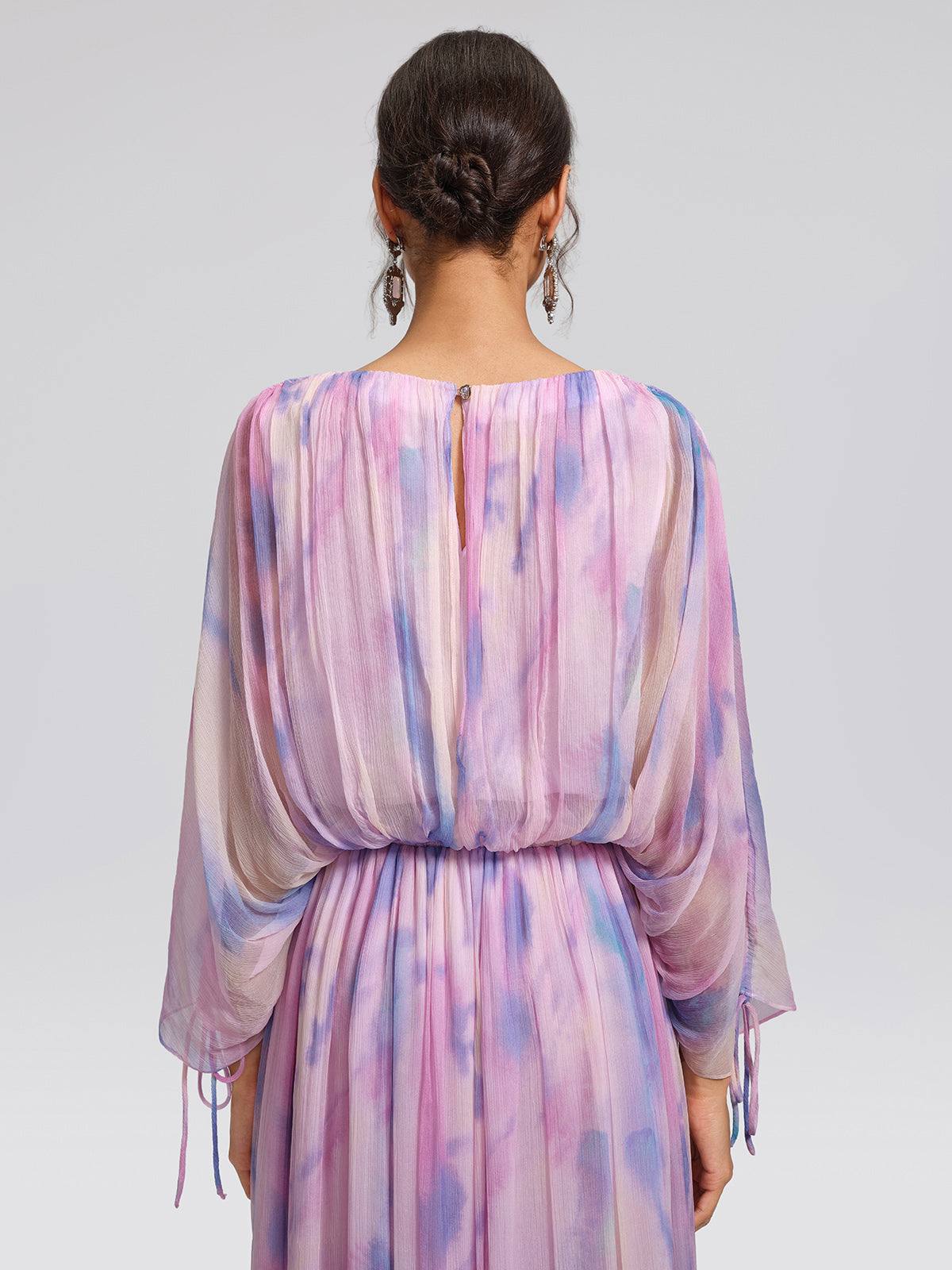 Silk Batwing Sleeve Waist-Defined Top & Skirt Set