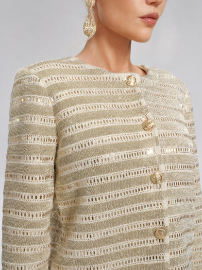 Crystal-Embellished Feather-Trim Jacket