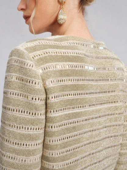 Crystal-Embellished Feather-Trim Jacket