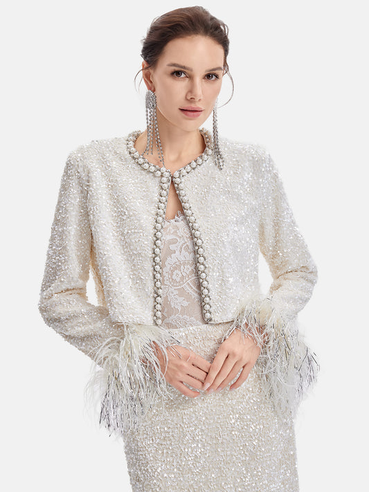 Peral Sequin-Embellished Short Jacket