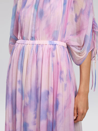 Silk Batwing Sleeve Waist-Defined Top & Skirt Set
