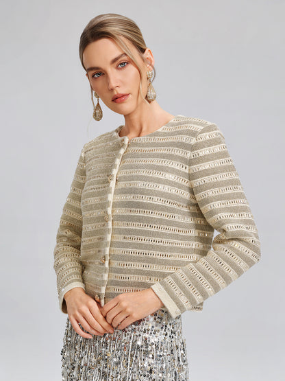 Crystal-Embellished Feather-Trim Jacket