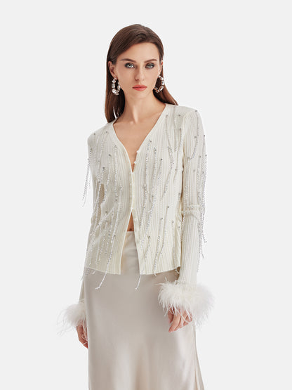 Merino Wool Fringe Cardigan