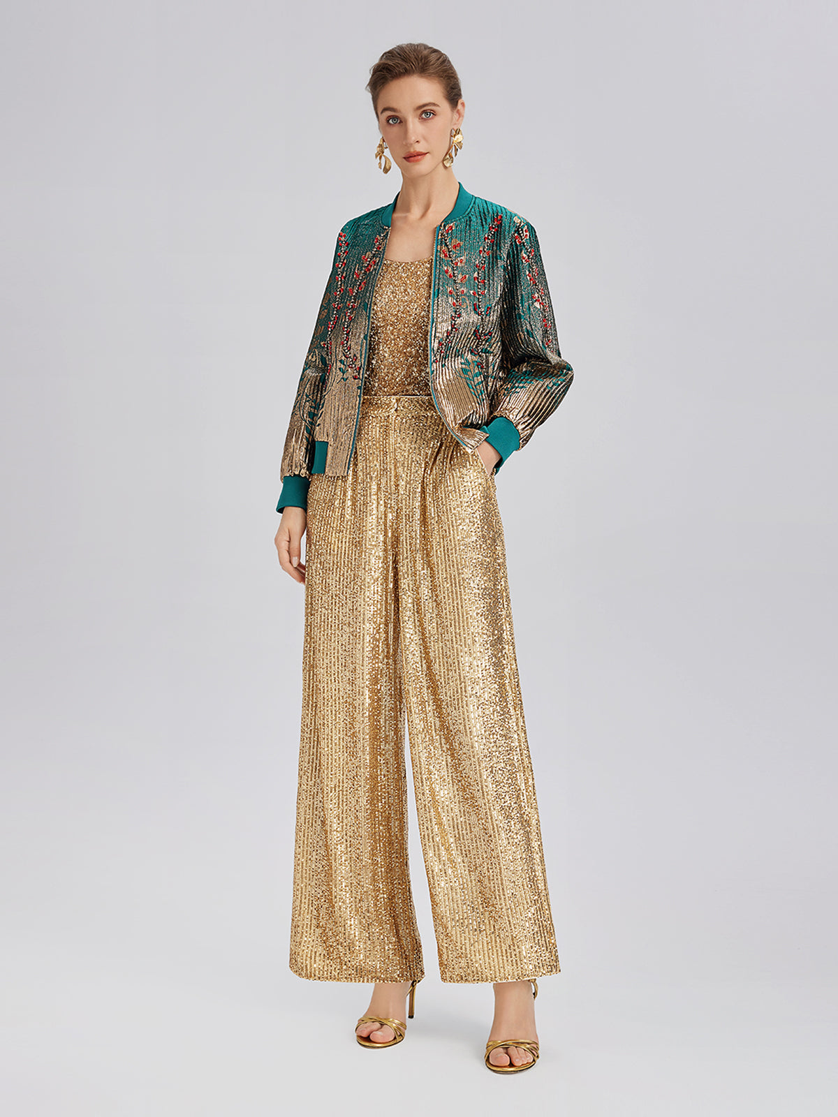 Light Luxury Sequin Wide-Leg Pants