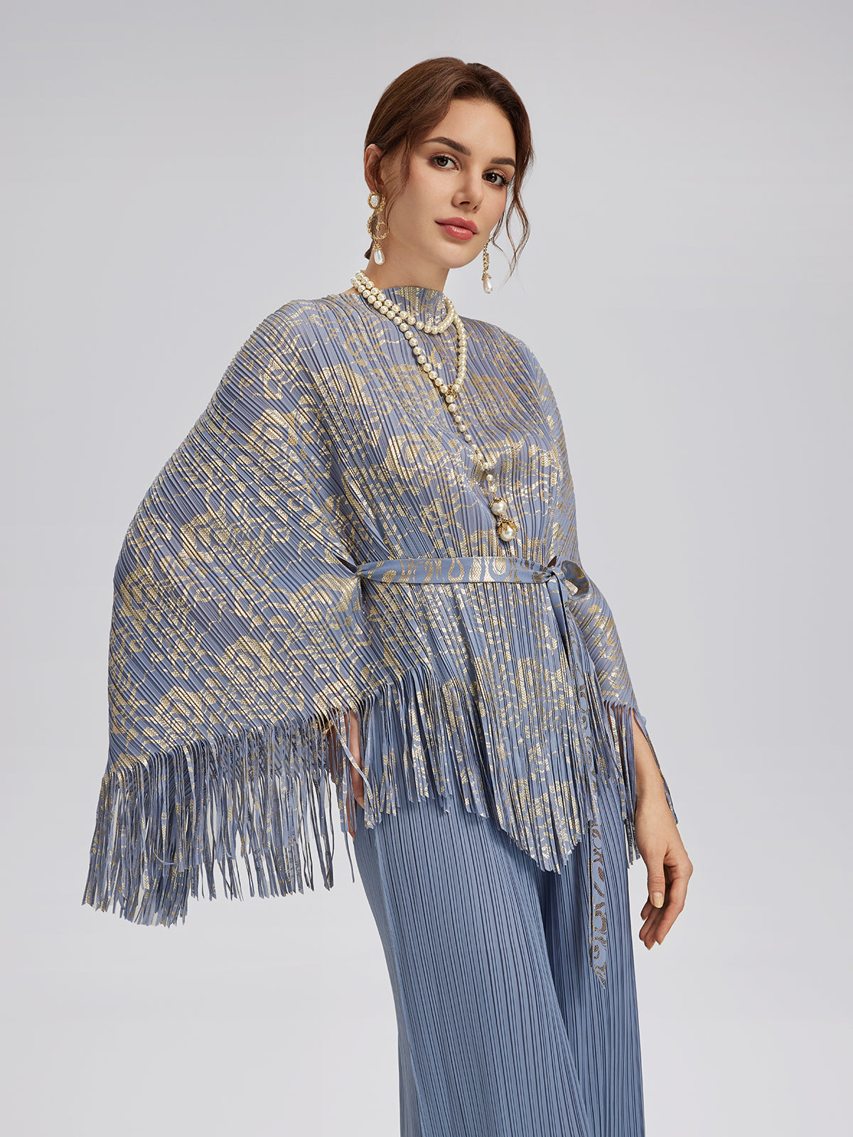 Pleated Fringe & Cutout Two-Piece Set