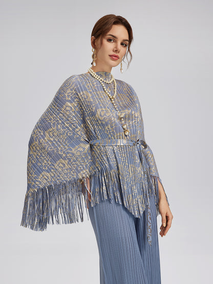 Pleated Fringe & Cutout Two-Piece Set