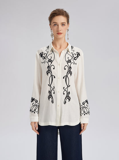 Linen Embroidered Relaxed Shirt
