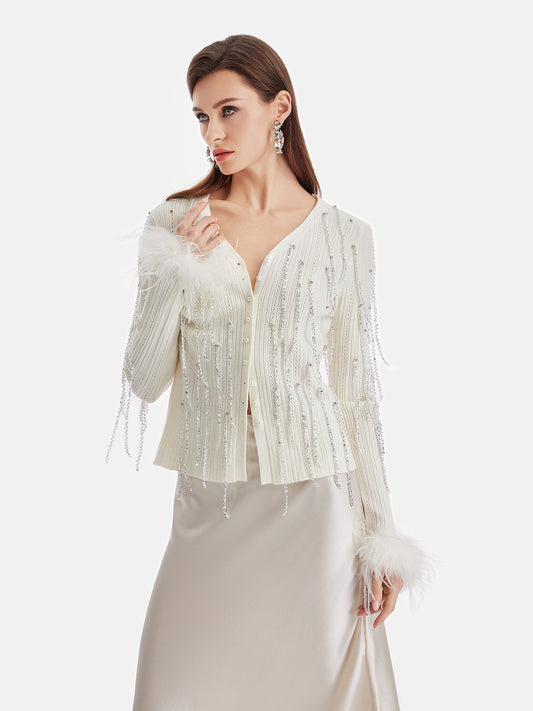 Merino Wool Fringe Cardigan