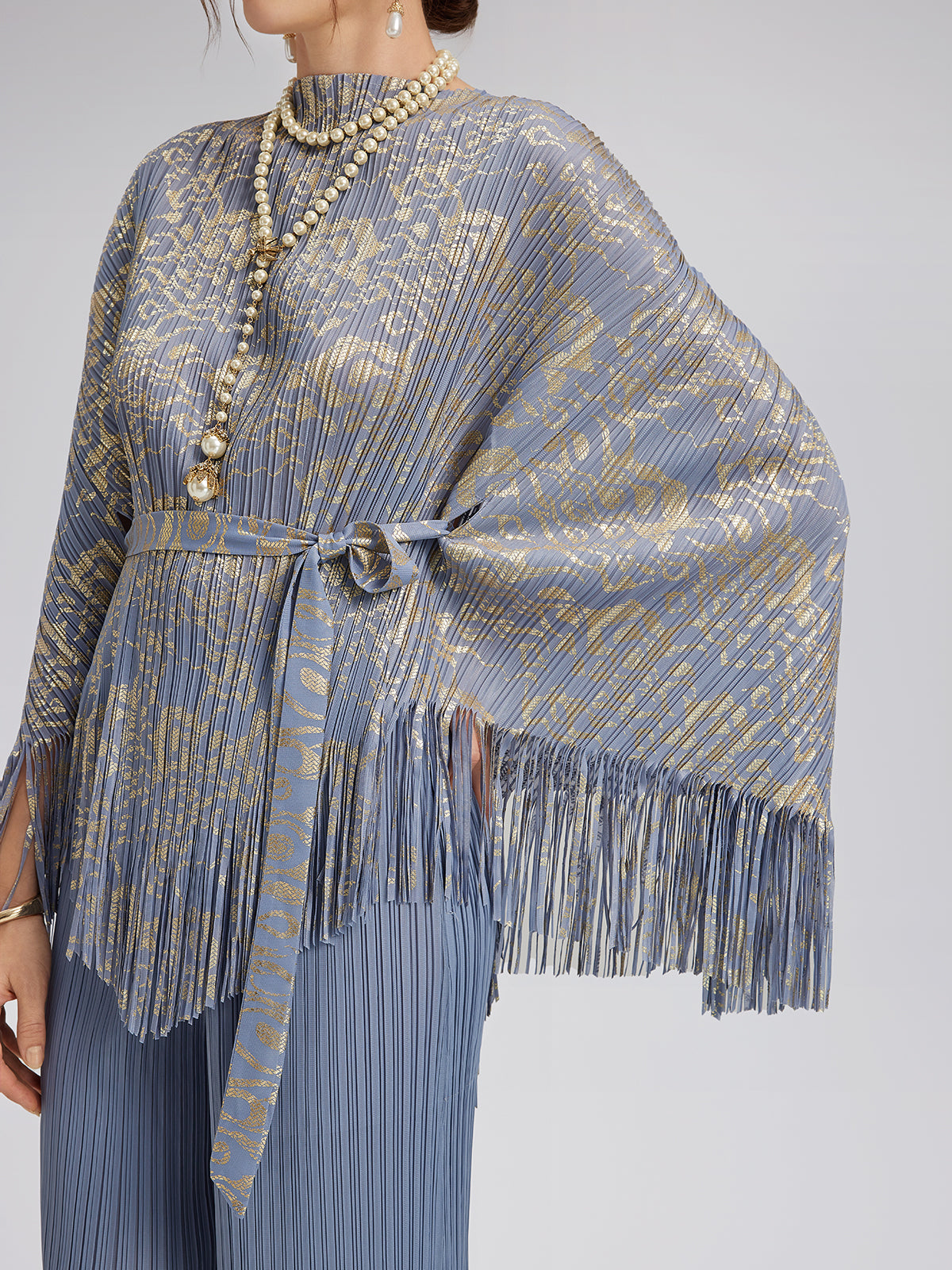 Pleated Fringe & Cutout Two-Piece Set