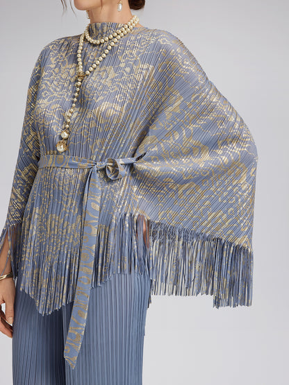 Pleated Fringe & Cutout Two-Piece Set