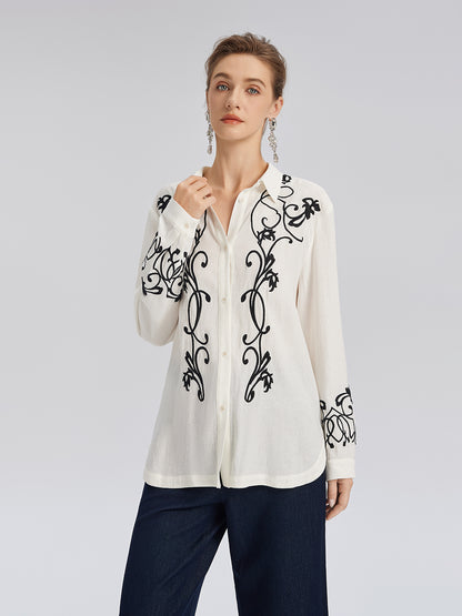 Linen Embroidered Relaxed Shirt