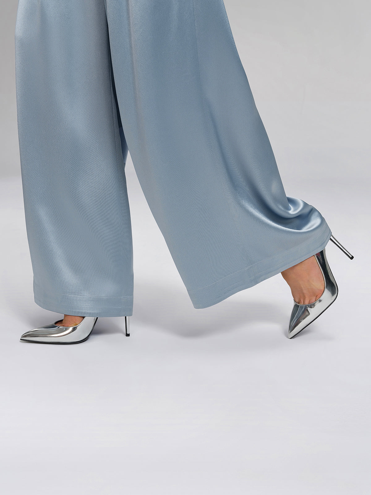 Intricate Acetate Satin Pleated Wide-Leg Pants