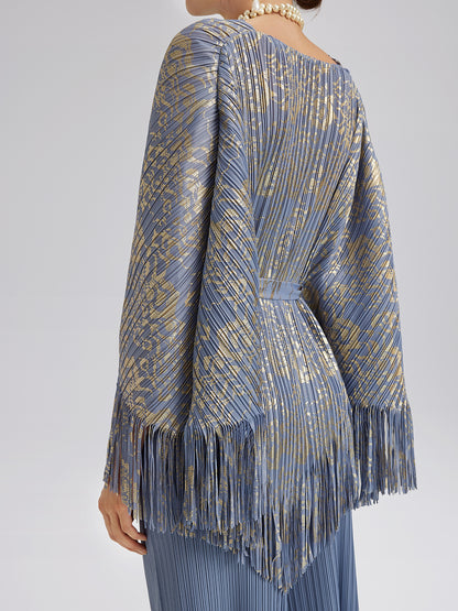 Pleated Fringe & Cutout Two-Piece Set