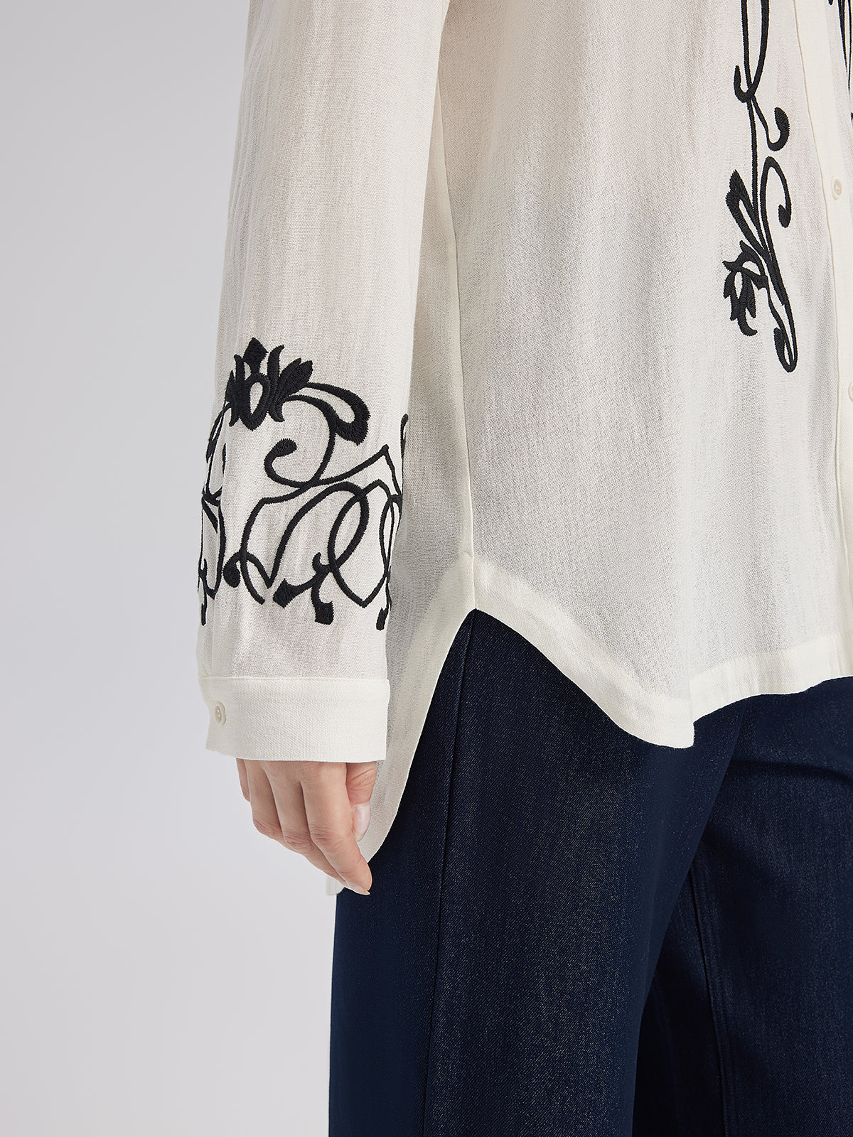 Linen Embroidered Relaxed Shirt