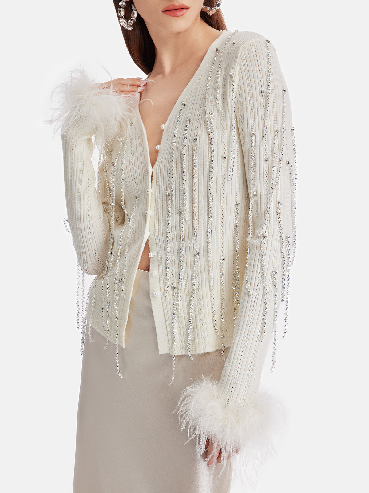 Merino Wool Fringe Cardigan