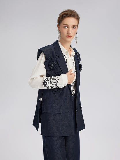 Handcrafted 3D Floral Versatile Vest