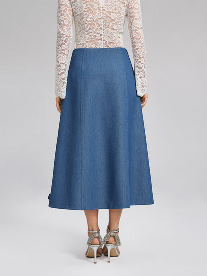 3D Floral Hand-Beaded Pearl Rhinestone Skirt