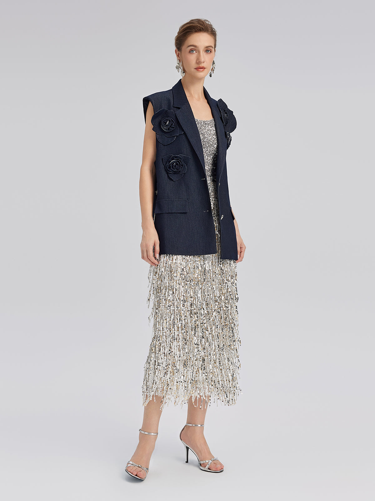 Handcrafted 3D Floral Versatile Vest