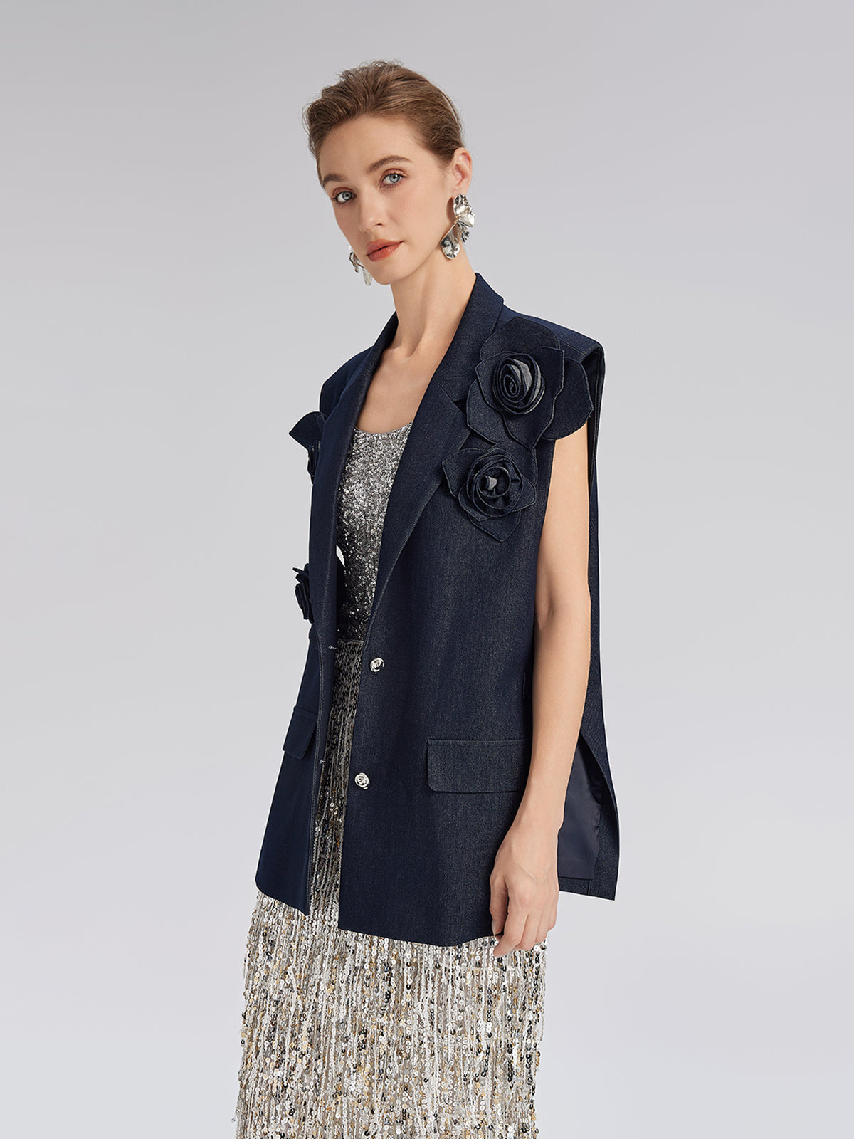 Handcrafted 3D Floral Versatile Vest