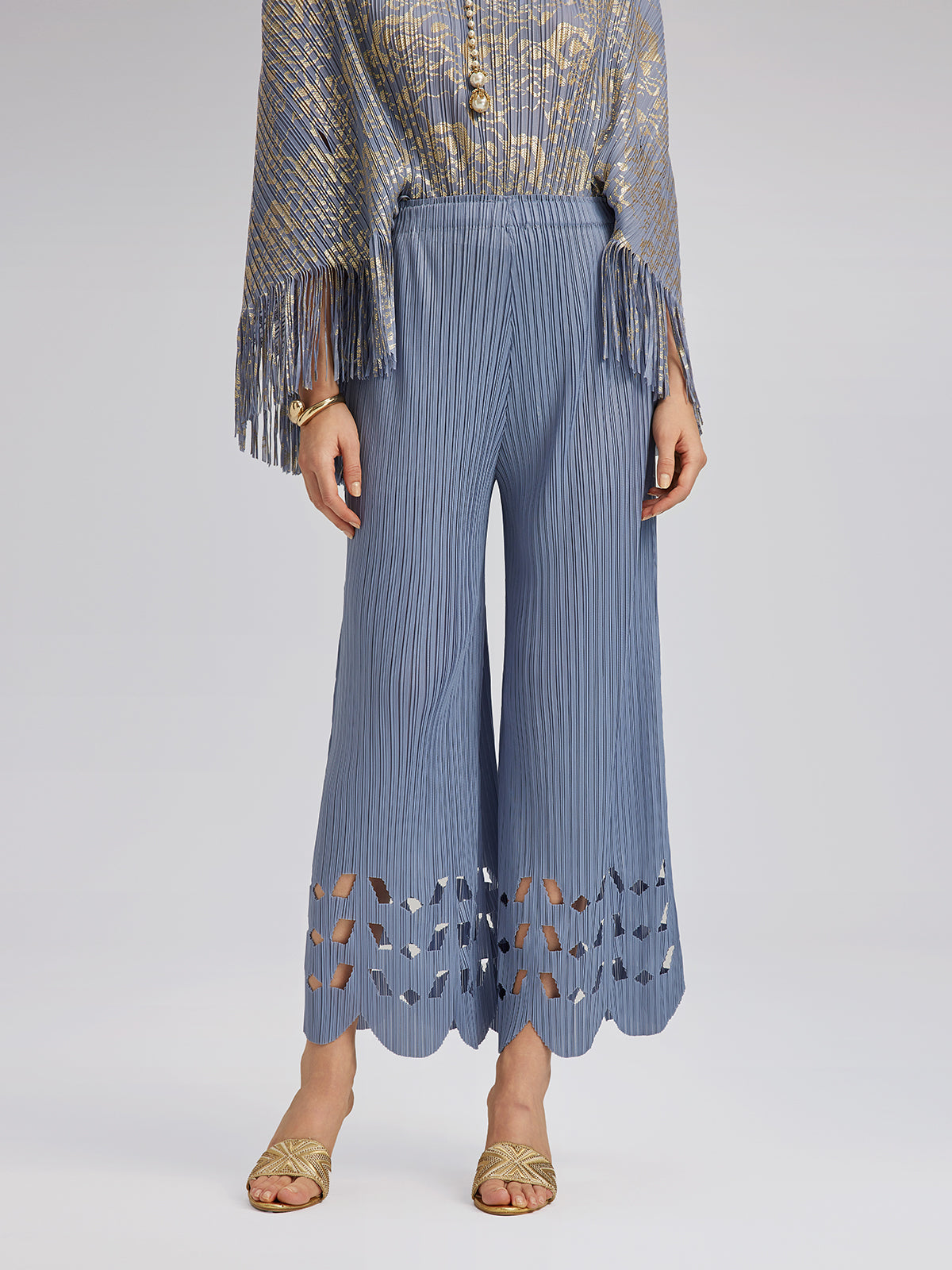 Pleated Fringe & Cutout Two-Piece Set