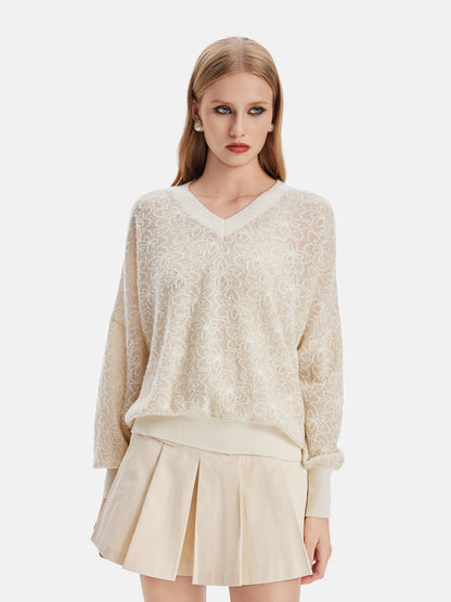 Italian 100% Cashmere Lace Knit