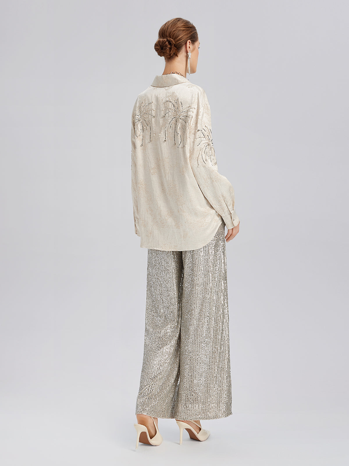 Hand-Beaded Embroidered Jacquard Shirt