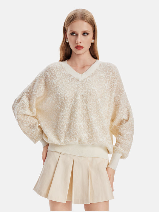 Italian 100% Cashmere Lace Knit